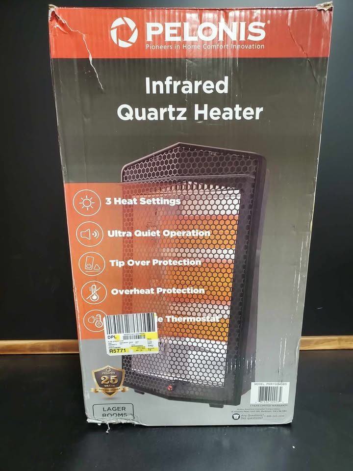 Pelonis 1500W Electric Quartz Radiant Heater with 3-Heat Settings