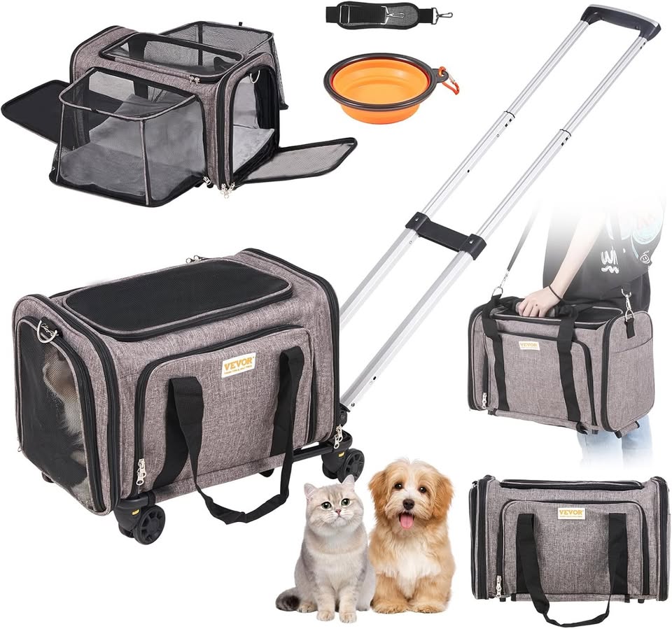 VEVOR Cat Carrier with Wheels - Airline Approved