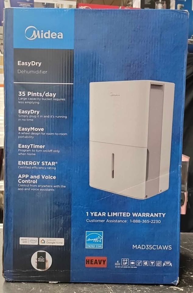 Midea 3,000 Sq. Ft. Energy Star Certified WiFi Enabled Dehumidifier
