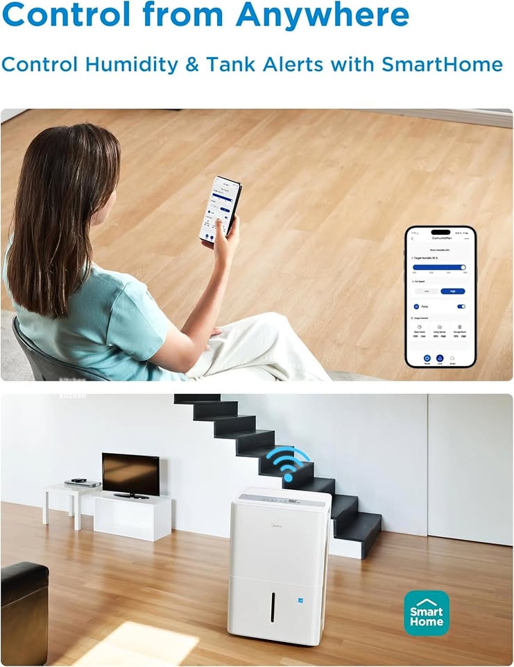 Midea 3,000 Sq. Ft. Energy Star Certified WiFi Enabled Dehumidifier