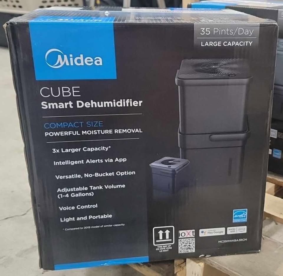 Compact 35 Pint Cube Dehumidifier with Smart Wi-Fi For Home & Basement