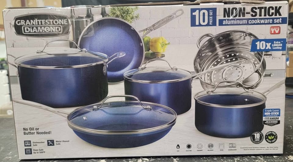 10 Piece Granitestone Blue Pots and Pans Set