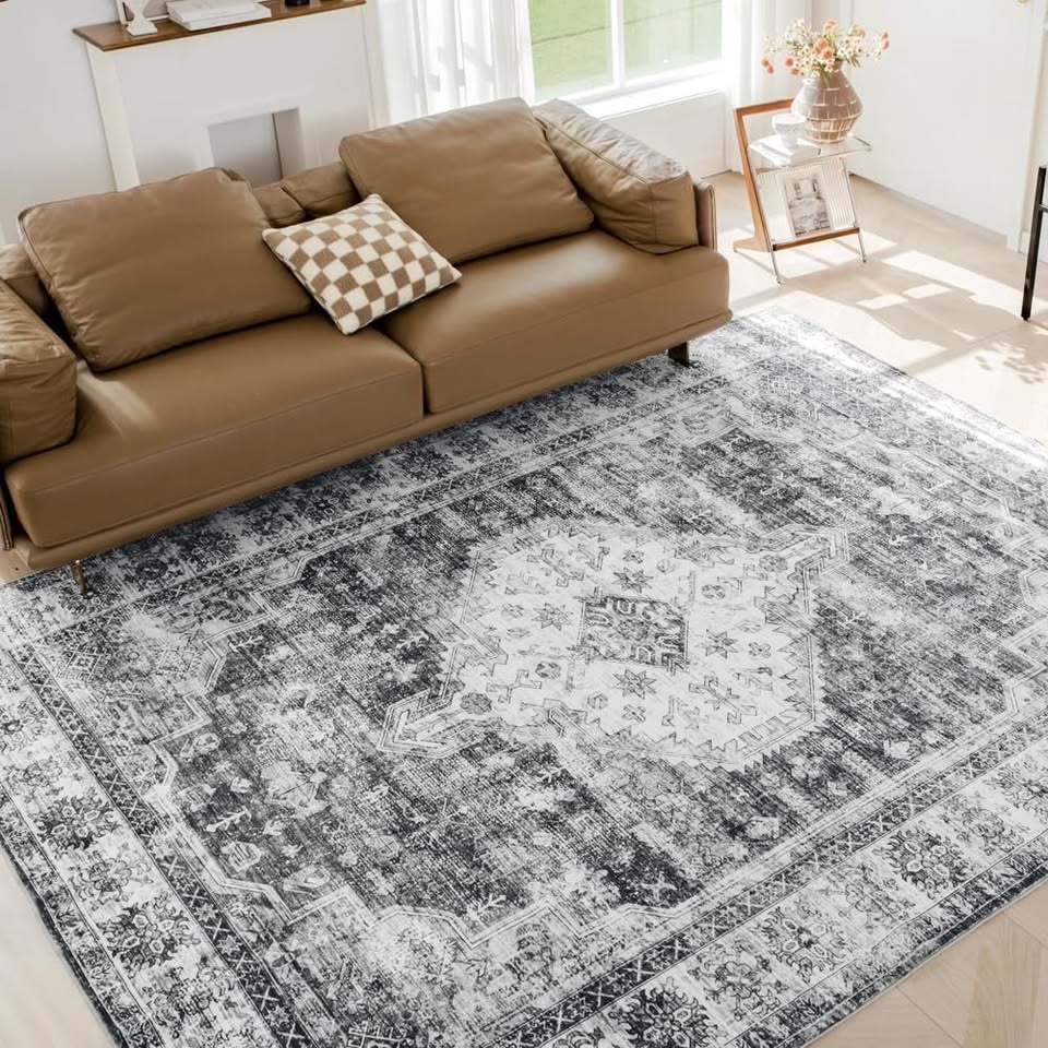 10' x 8' Vintage Washable Area Rug with Non-Slip Backing