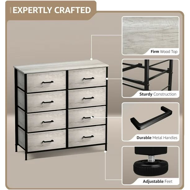 Sorbus Dresser with 8 Faux Wood Drawers