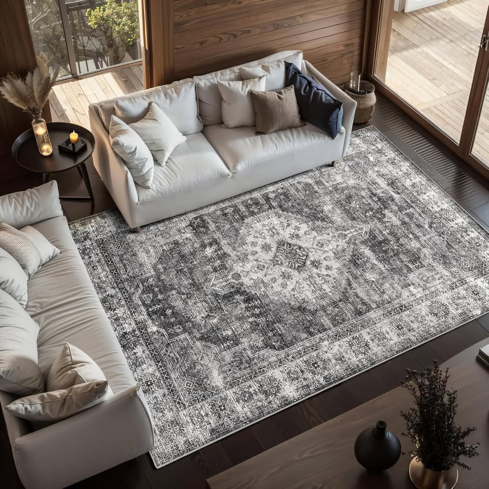 10' x 8' Vintage Washable Area Rug with Non-Slip Backing