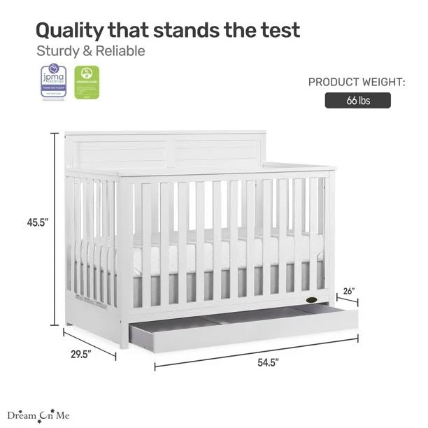 Fisher Price Jenny 5 in 1 Convertible Crib with Under Drawer