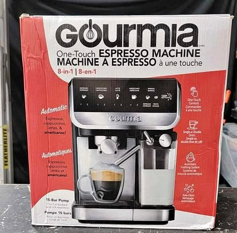 Gourmia 8-in-1 One-Touch Espresso, Cappuccino, Latte & Americano Maker with Automatic Frothing