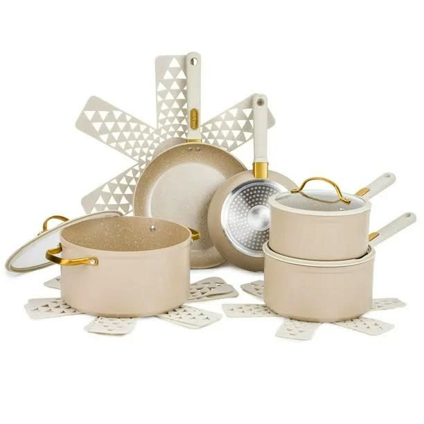 Thyme & Table Nonstick 12-Piece Cookware Set - Taupe