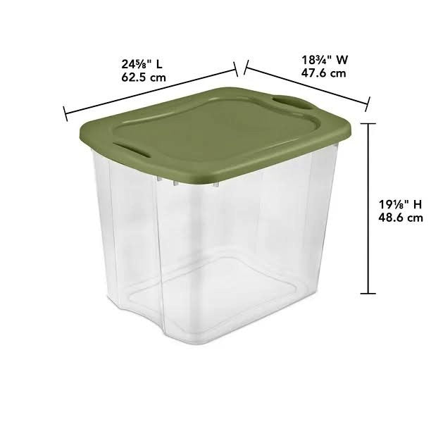 Sterilite 90 L EZ Carry Clear/Sage Legume