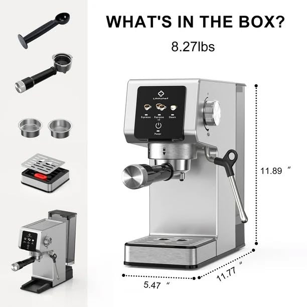 20 Bar Espresso Maker Milk with Frother Steam Wand