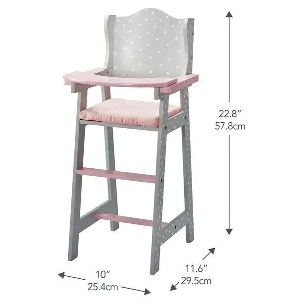 Teamson Kids Grey Doll High Chair by Olivia's World