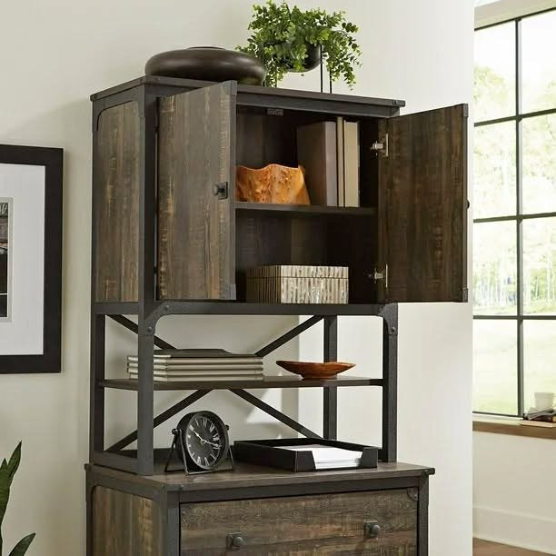Sauder® Steel River Hutch - Carbon Oak