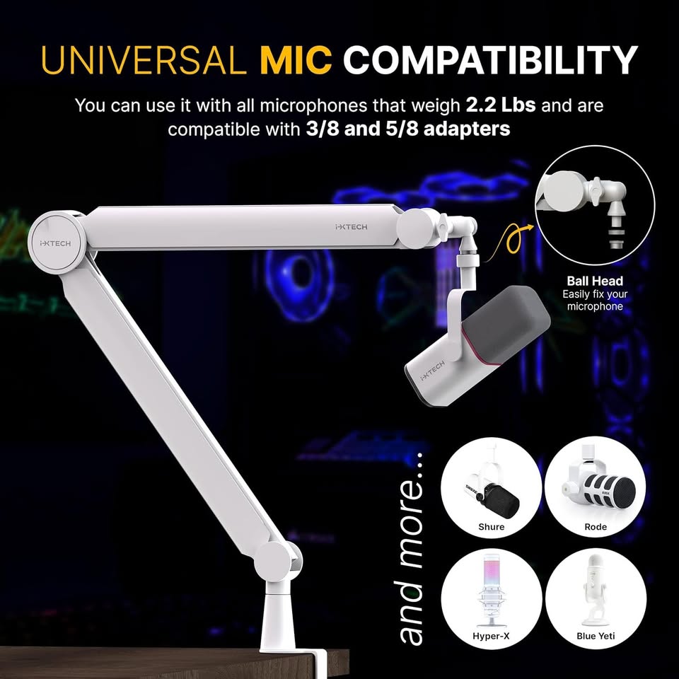 Premium Boom Arm 360° Rotatable Microphone Arm Stand with Desk Mount
