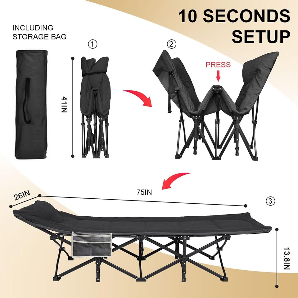 Portable Camping Cot for Adults - 450lb Capacity