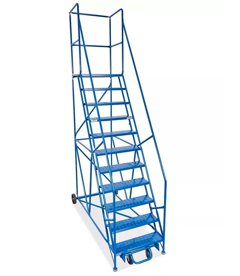 11 Step Rolling Safety Ladder with 22 1⁄2" Top Step